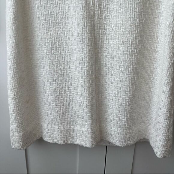 Sara Campbell Ruffle Neck Tweed Sleeveless White Shift Dress With Pockets Sz 12 - Picture 12 of 13